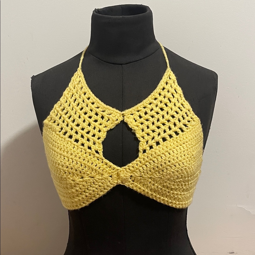 Yellow Crochet Halter Top